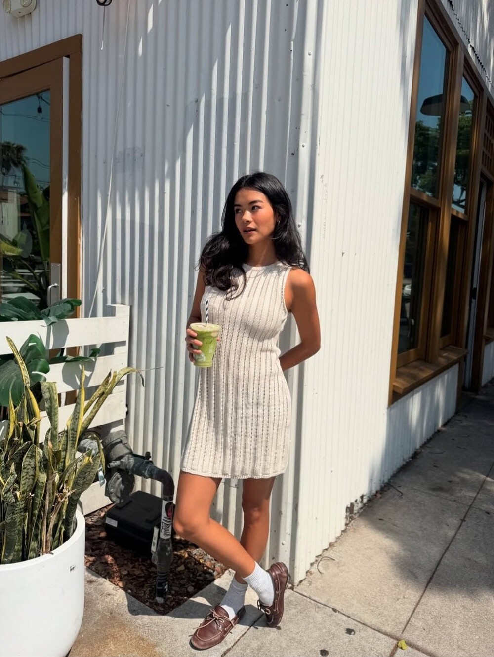 Aerie Cotton Knit Mini Coverup Dress L